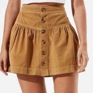 American Eagle Super High Rise Camel Colored Corduroy Button-Up Skirt